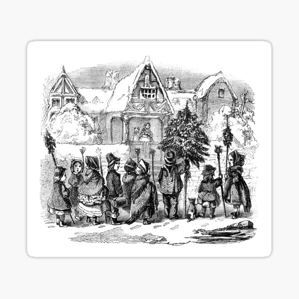 Winter Day Woodcut Sticker