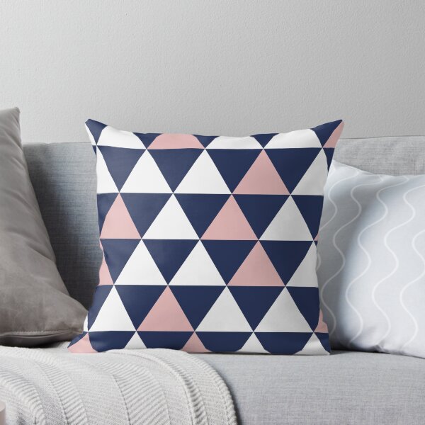 Aperçu de l'œuvre Motif géométrique moderne triangulaire rose bleu marine blanc créée et vendue par kierkegaard.