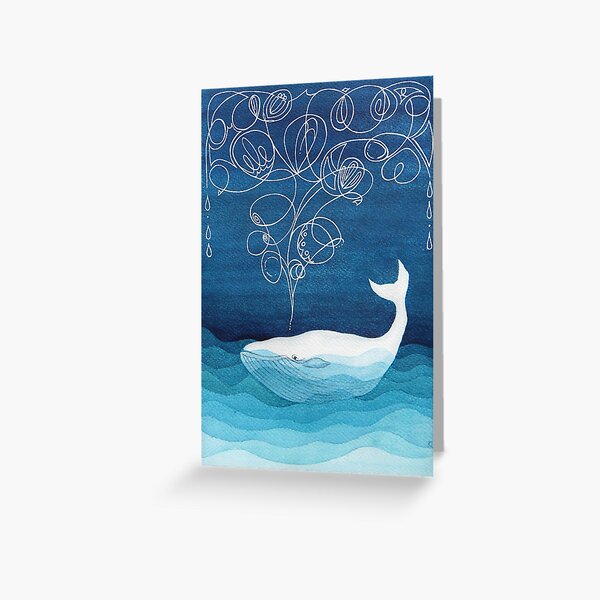 Item preview, Happy whale, animals, sea creature, teal blue watercolor designed and sold by VApinx.