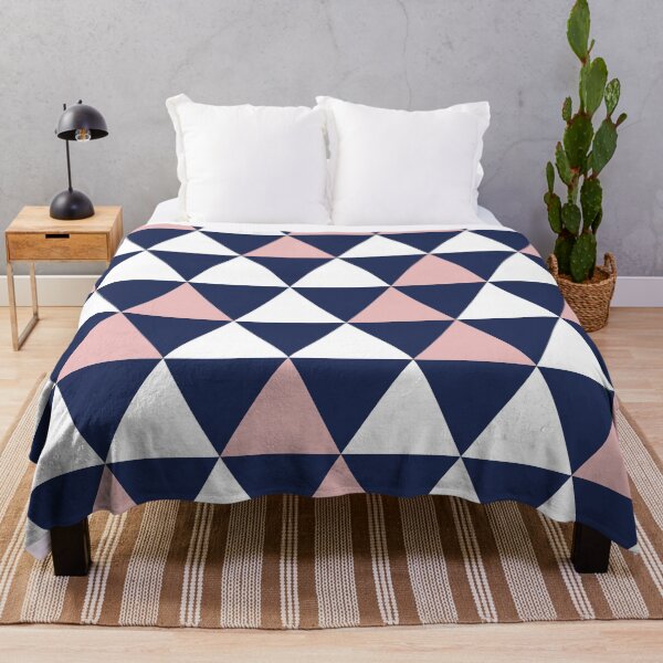 Item preview, Triangular Modern Geometric Pattern Pink Navy Blue White designed and sold by kierkegaard.