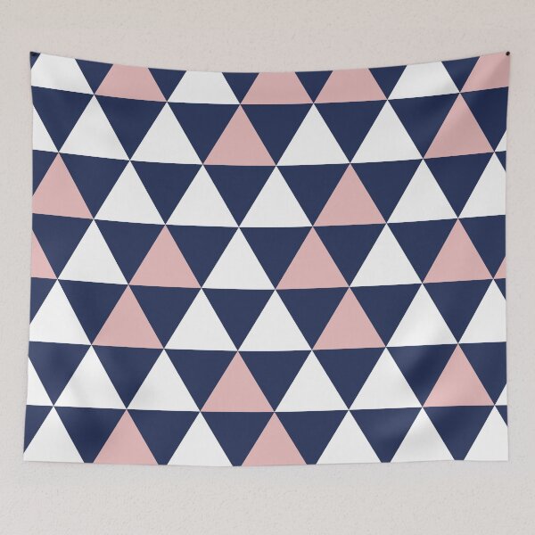 Item preview, Triangular Modern Geometric Pattern Pink Navy Blue White designed and sold by kierkegaard.