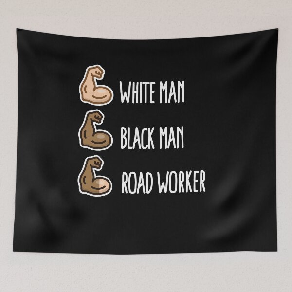 Item preview, White man black man road worker paving emoticon designed and sold by LaundryFactory.