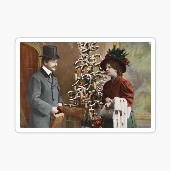 Victorian Couple Christmas Sticker