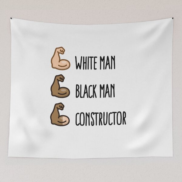 Item preview, White man black man constructor Obrero gimnasio designed and sold by LaundryFactory.