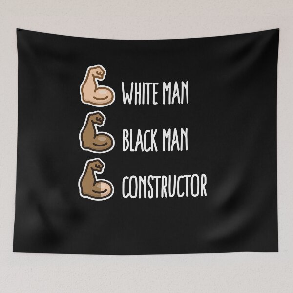 Item preview, White man black man constructor biceps funny workout designed and sold by LaundryFactory.