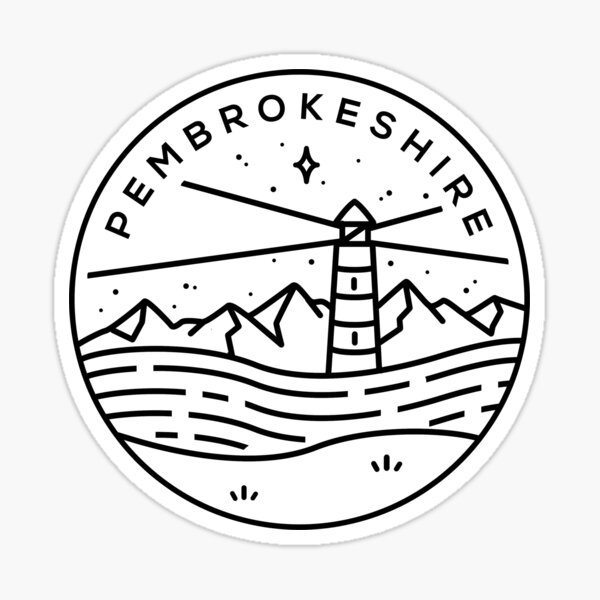 Pembrokeshire, Wales Emblem - White Sticker