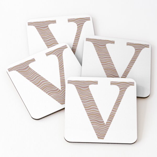 Item preview, Letter V Metallic Look Stripes Silver Gold Copper designed and sold by theartofvikki.