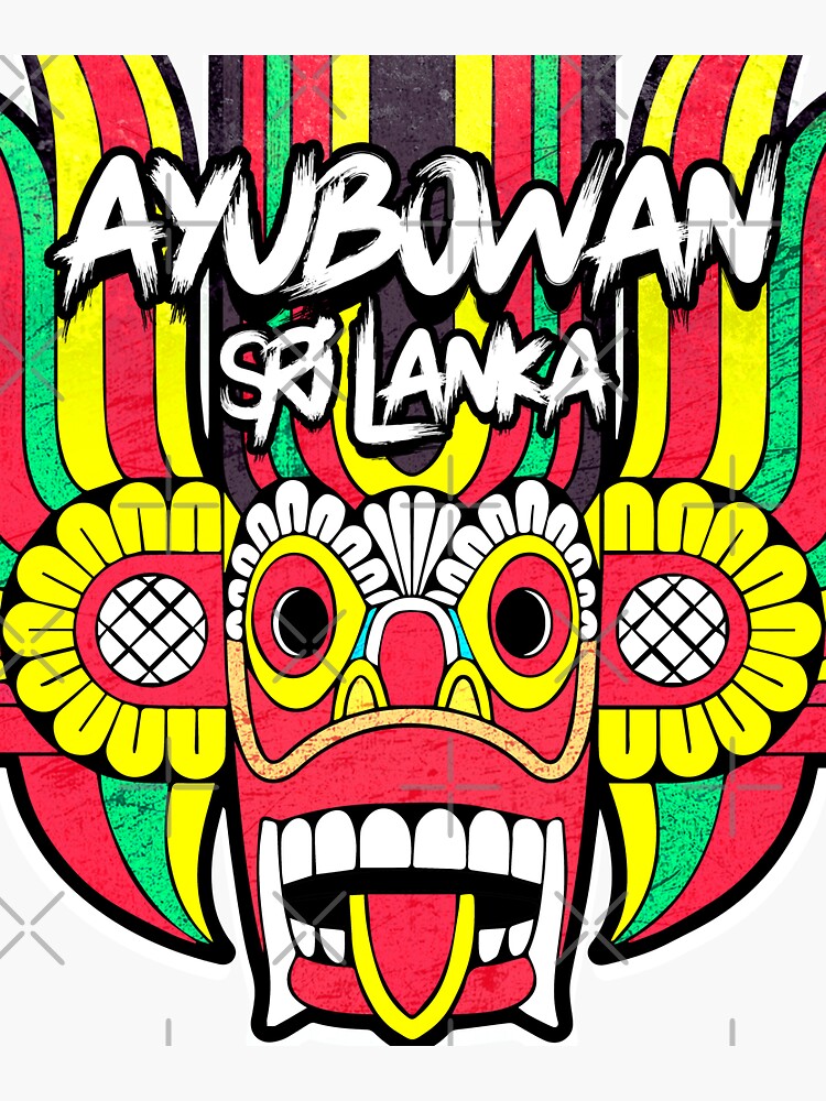 "Ayubowan Yaka Mask Rasta style Sri Lankan Traditional Design " Sticker