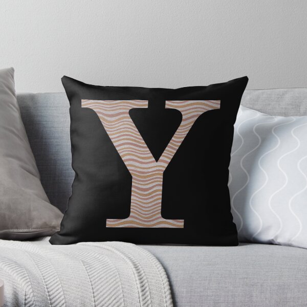 Letter Y Metallic Look Stripes Silver Gold Copper Throw Pillow
