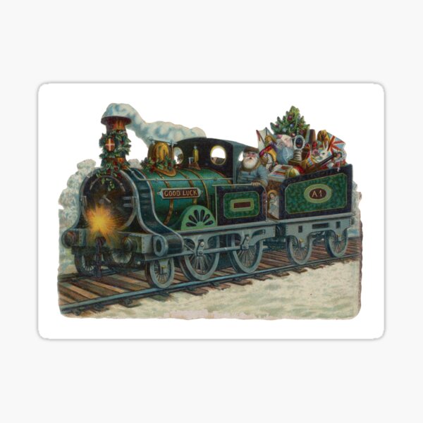 Vintage Train Christmas Card Sticker