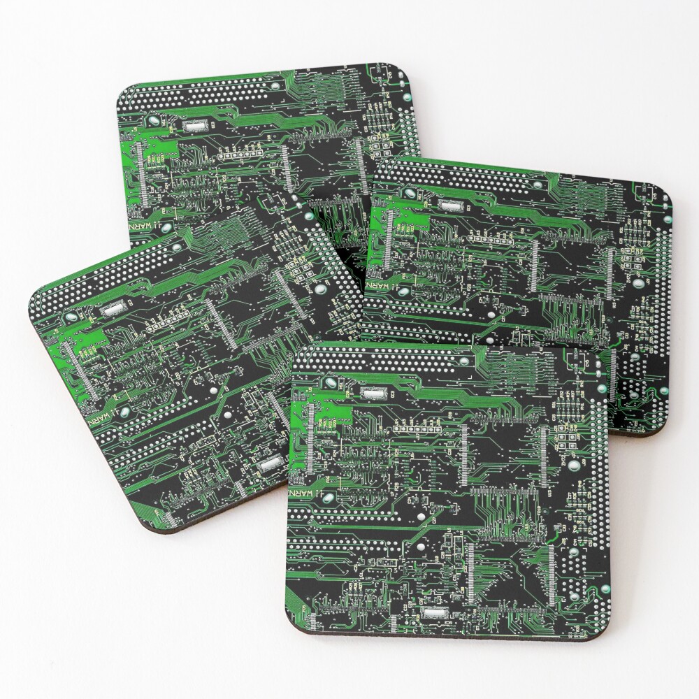 Circuit Board Green Coasters (Set of 4)