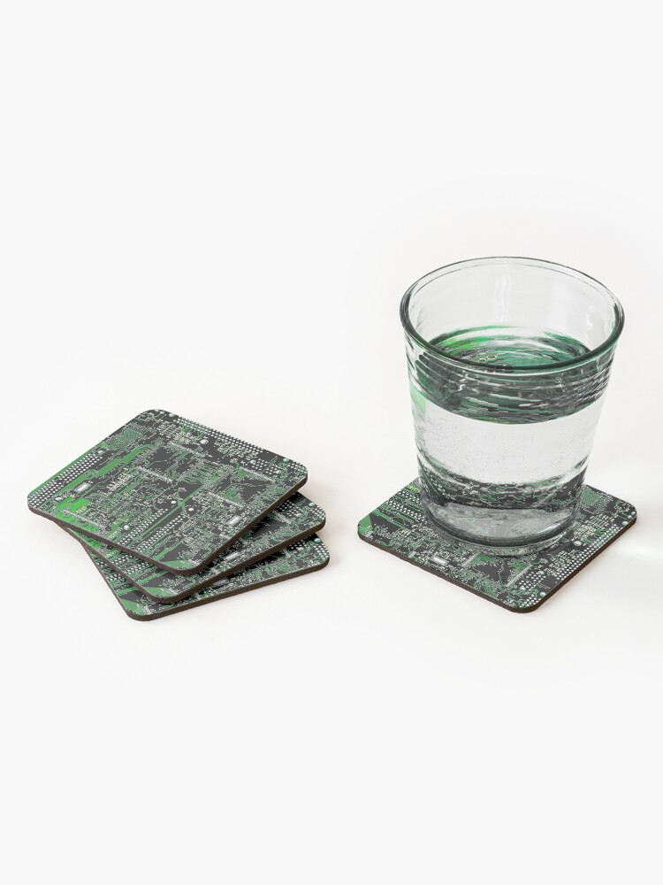 Alternate view of Circuit Board Green Coasters (Set of 4)