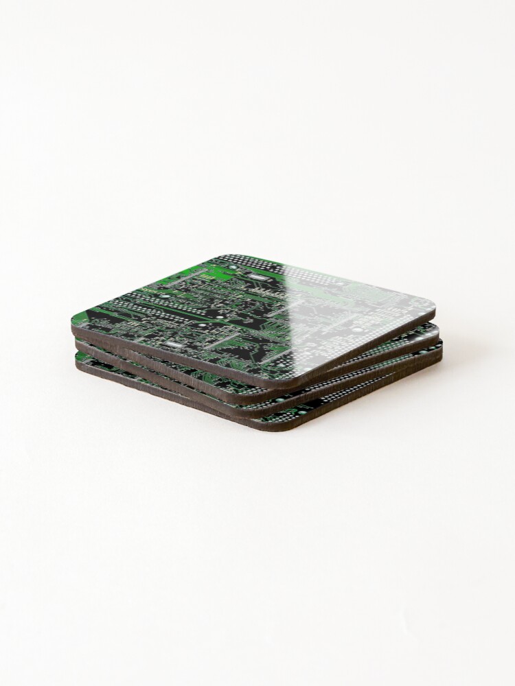 Alternate view of Circuit Board Green Coasters (Set of 4)