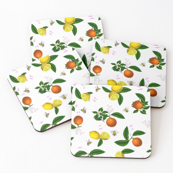 Item preview, Lemons,oranges ,bees,summer pattern designed and sold by MariaMarinova.