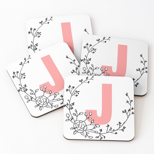 Item preview, J Letter Monogram Pink with Floral Wreath designed and sold by synthesizer.