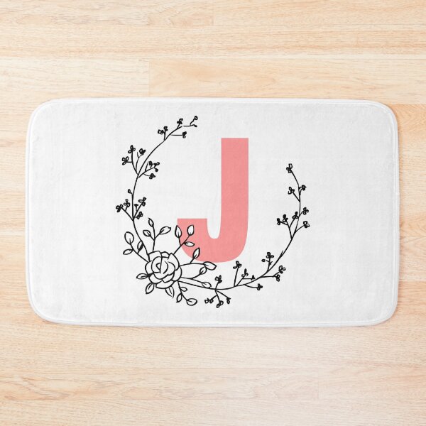 Item preview, J Letter Monogram Pink with Floral Wreath designed and sold by synthesizer.