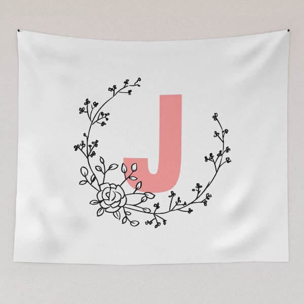 Item preview, J Letter Monogram Pink with Floral Wreath designed and sold by synthesizer.