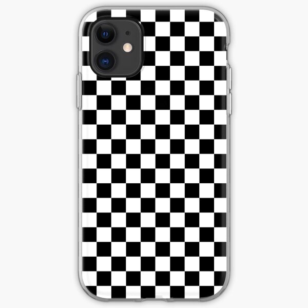 Check pattern. Checkered pattern. Black and white check pattern. Checkerboard. Chessboard. iPhone Soft Case
