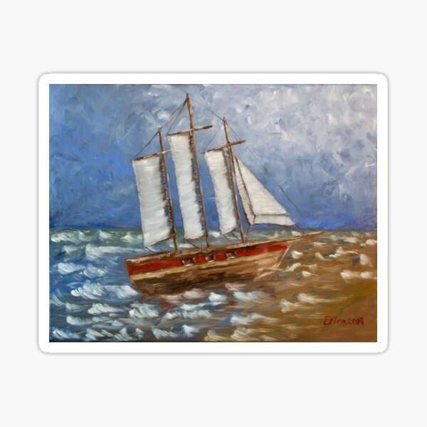 White Cap (oil on canvas) Sticker