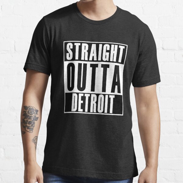 Straight Outta Detroit Black Adult T-Shirt 