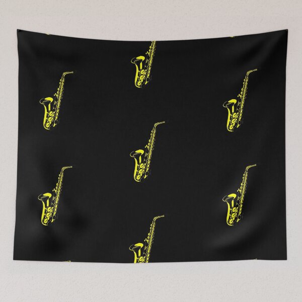 Item preview, saxophone doodle draw! Yellow - Modern abstract art - digital paint by Iona Art Digital designed and sold by IonaArtDigital.