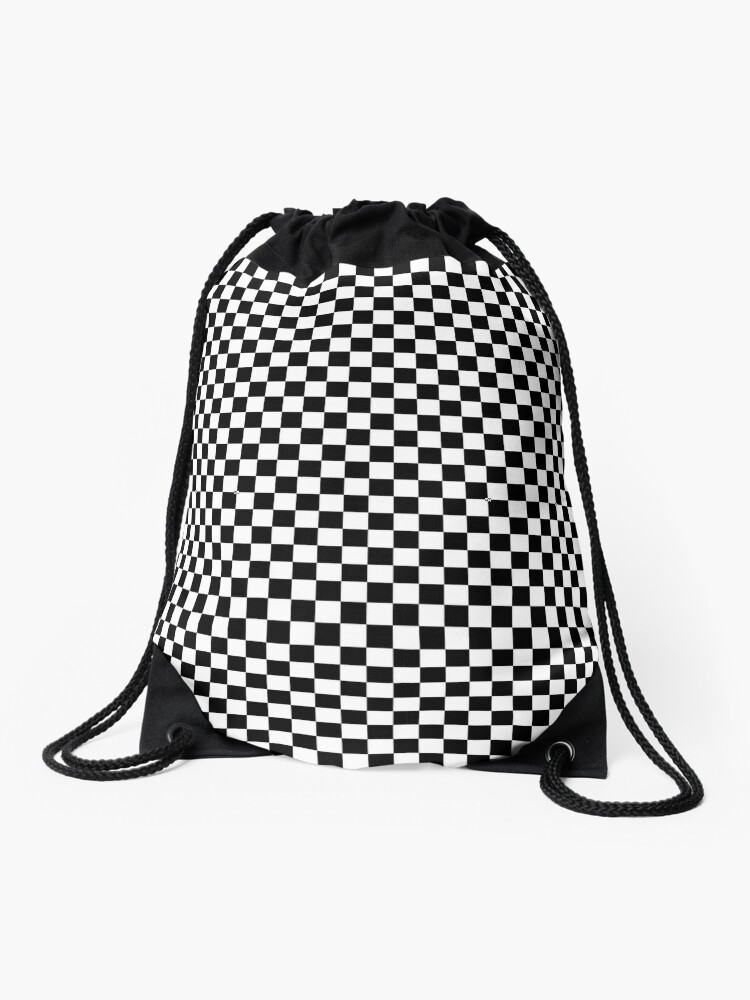 black and white check backpack