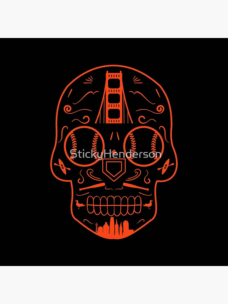 San Francisco Baseball Sugar Skull Art Board Print for Sale by