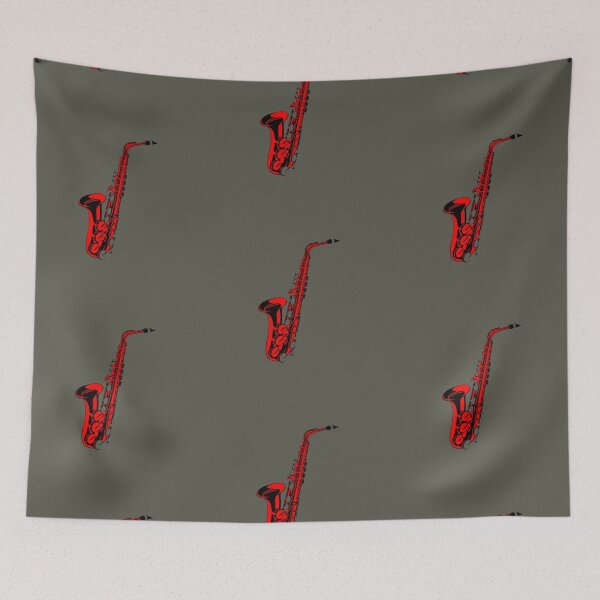 Item preview, saxophone doodle draw! red - Modern abstract art - digital paint by Iona Art Digital designed and sold by IonaArtDigital.