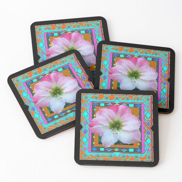 Item preview,   PINK & WHITE AMARYLLIS FLORAL WESTERN BLACK TURQUOISE ART  designed and sold by sharlesart.