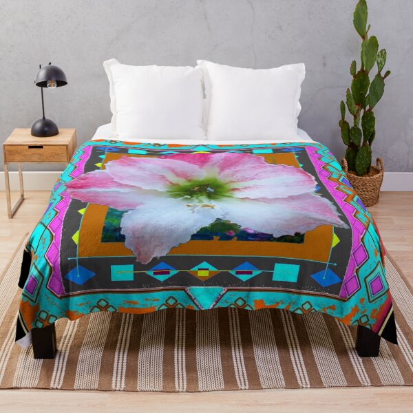 Item preview, PINK & WHITE AMARYLLIS FLORAL WESTERN BLACK TURQUOISE ART designed and sold by sharlesart.