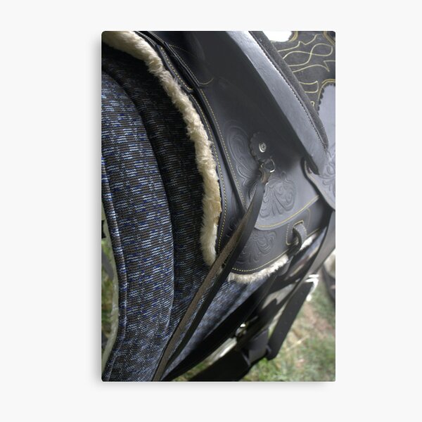 Black western saddle Metal Print