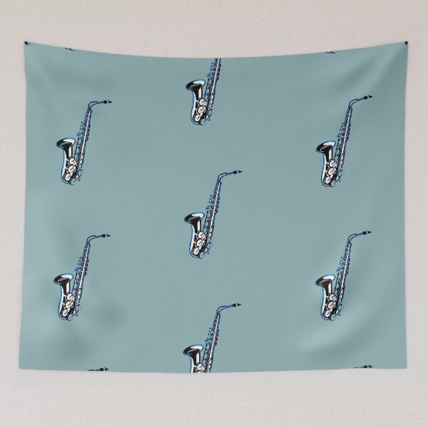 Item preview, saxophone doodle draw! light blue - Modern abstract art - digital paint by Iona Art Digital designed and sold by IonaArtDigital.