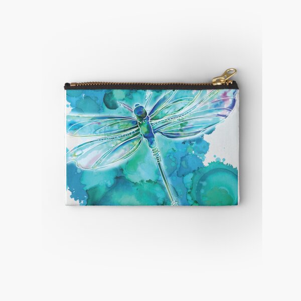 Item preview, Dragonfly on aqua ink background designed and sold by JessKingArtist.