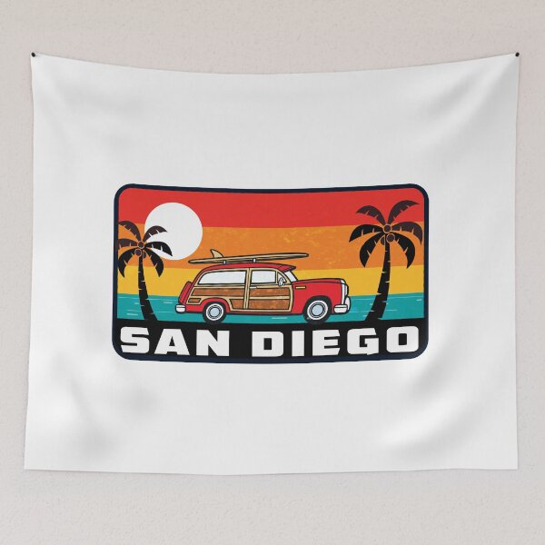 Item preview, San Diego California Surfing Woodie Surf Surfer Surfboard Beach designed and sold by DESTINATIONS DECAL.