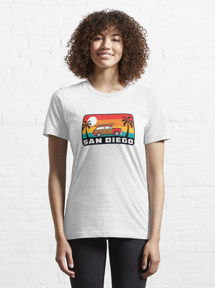 "San Diego California Surfing Woodie Surf Surfer Surfboard Beach" Tshirt by MyHandmadeSigns