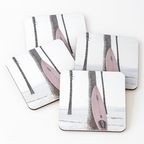 Item preview, Pink Surfboard on Beach Retro Modern Poster designed and sold by modernretro.