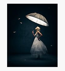 Girl with Umbrella and feathers Photographic Print