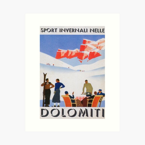 Vista previa del artículo con la obra «Cartel del viaje del vintage de Italia de los Dolomites», diseñado y vendido por vintagevivian.