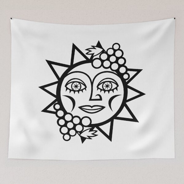 Item preview, Original Sun with Farm Harvest Vineyard Grapes Design for Wine Lovers (B/W) designed and sold by wariana.