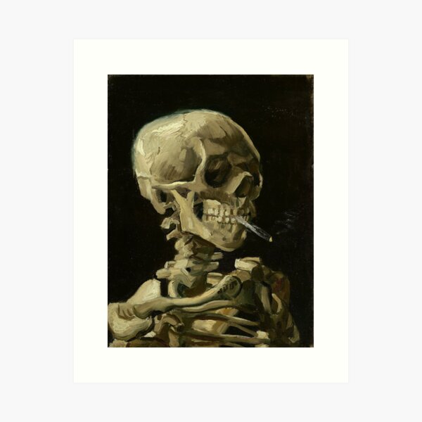 Item preview, Memento Mori - Skull of a Skeleton with Burning Cigarette by Vincent Van Gogh designed and sold by NewNomads.