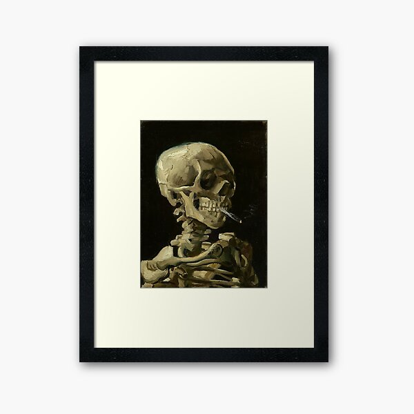 Artikel-Vorschau von Memento Mori - Schädel eines Skeletts mit brennender Zigarette von Vincent Van Gogh, designt und verkauft von NewNomads.