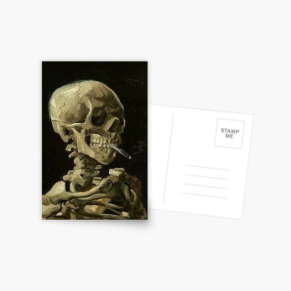 Artikel-Vorschau von Memento Mori - Schädel eines Skeletts mit brennender Zigarette von Vincent Van Gogh, designt und verkauft von NewNomads.