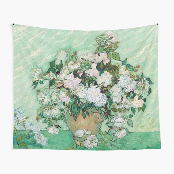 Vincent Van Gogh Still Life - Vase with Pink Roses Tapestry