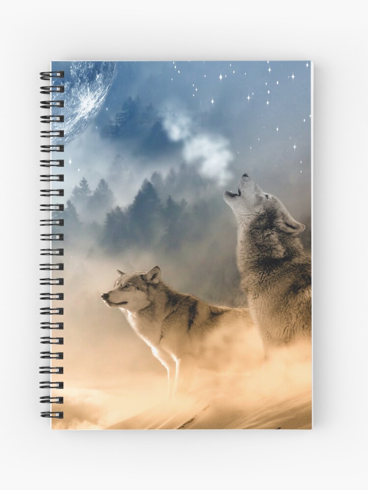 Cuaderno de espiral «Lobos aullando a la luna / Hermosos lobos» de  ImageMonkey | Redbubble