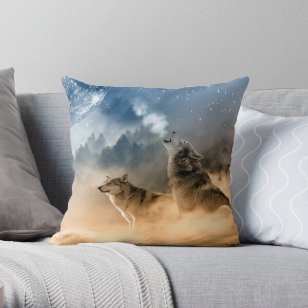 Wolves Howling At The Moon / Beautiful Wolves Throw Pillow