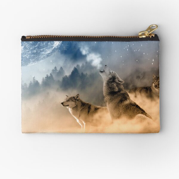 Wolves Howling At The Moon / Beautiful Wolves Zipper Pouch