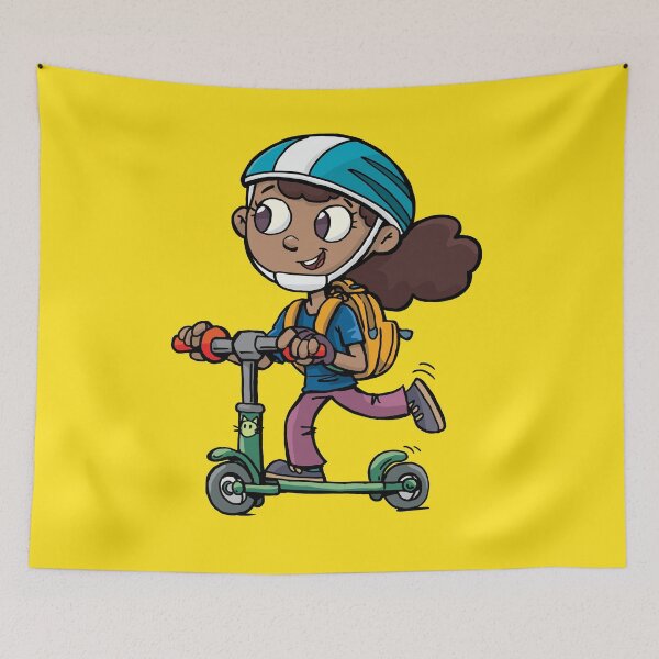 Item preview, girl go to the school on green scooter designed and sold by duxpavlic.