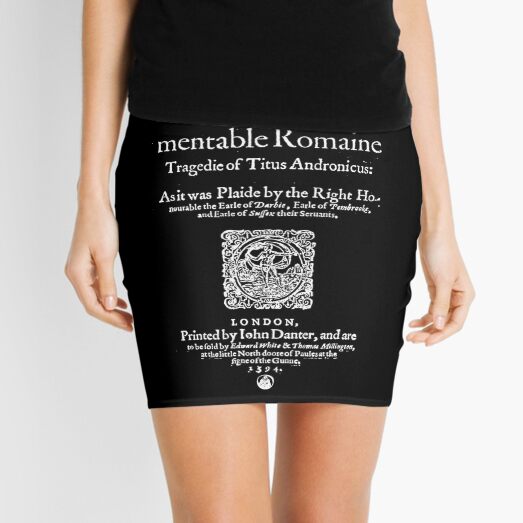 Shakespeare Titus Andronicus Frontpiece - Simple White Text Version Mini Skirt