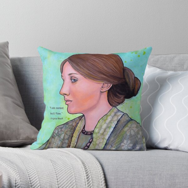 Virginia Woolf - with quote Throw Pillow