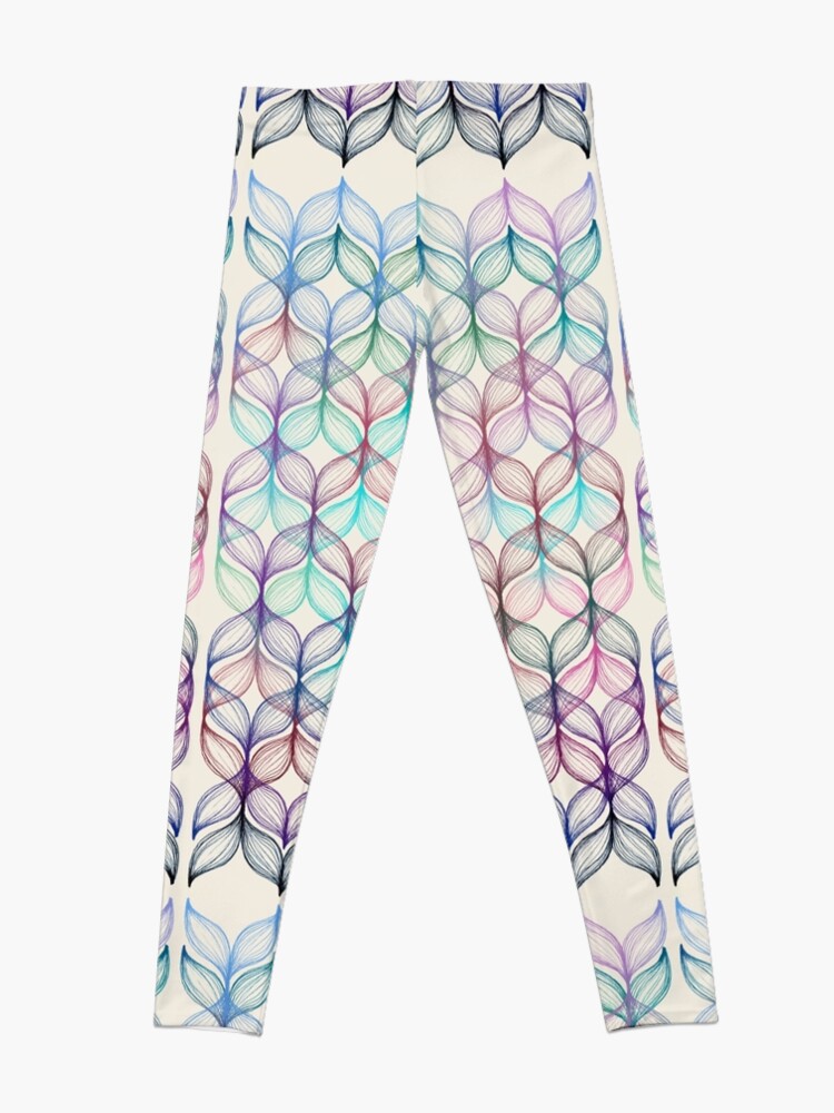 Alternate view of Mermaid's Braids - a colored pencil pattern Leggings